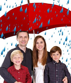 family, umbrella, people