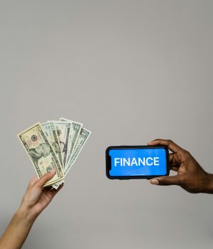 Contrasting traditional cash with digital finance concept.